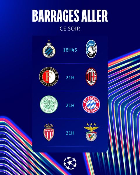 Barrages .Ligue des champions :  Monaco - Benfica, une des affiches de la soirée !