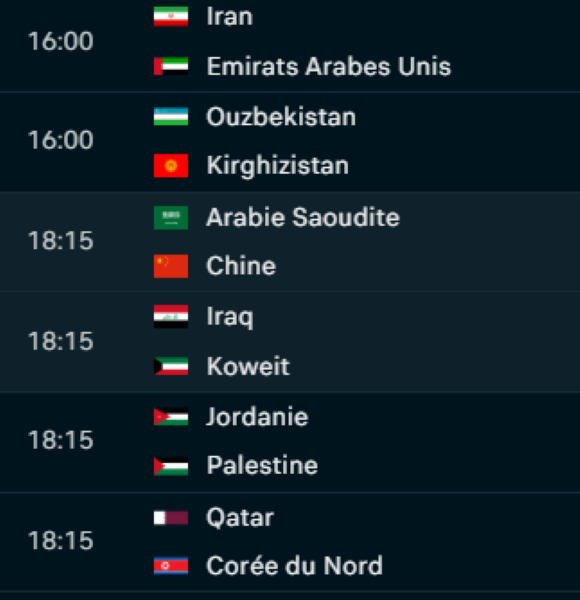 Q. CDM Asie / 3e tour: Irak-Koweït en affiche en fin d'après midi