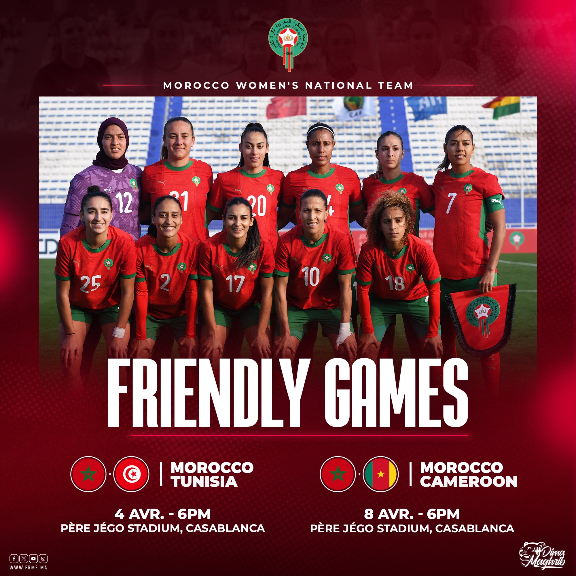 Prépa. CAN (f): Maroc-Tunisie et Maroc-Cameroun en avril