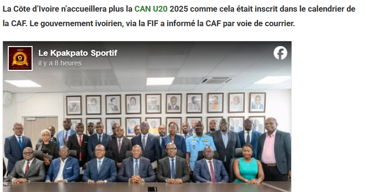 CAN U20 : La Côte d’Ivoire annonce son retrait de l’organisation de la compétition !