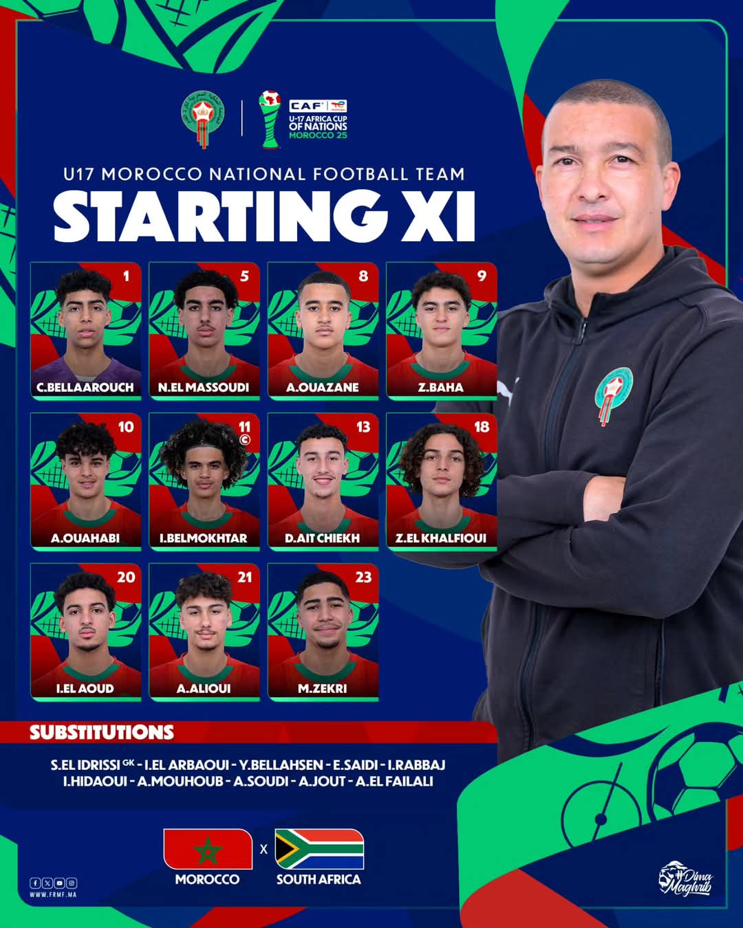 CAN U17/ Maroc- Afrique du Sud : Les 11 Lionceaux du coup d’envoi