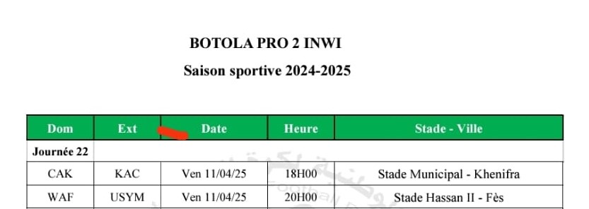 Botola DII / J22 : le programme d'aujourd'hui