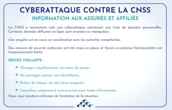 La CNSS durcit provisoirement les mesures de sécurité après la cyberattaque 