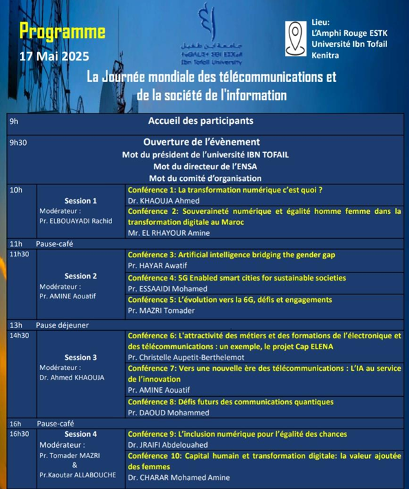 L'ENSA de Kénitra célèbre la Journée mondiale des télécoms: Femmes et Hommes Unis pour la Transformation Digitale de Demain