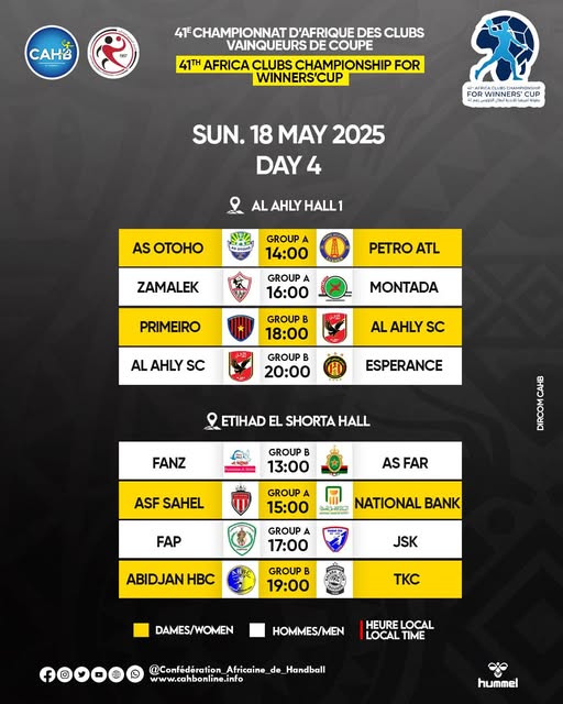 HB Africain. 41e CACVC : Derb Sultan-Zamalek et AS FAR-FANZ au programme, ce dimanche HB Africain. 41e CACVC : Derb Sultan-Zamalek et AS FAR-FANZ au programme, ce dimanche