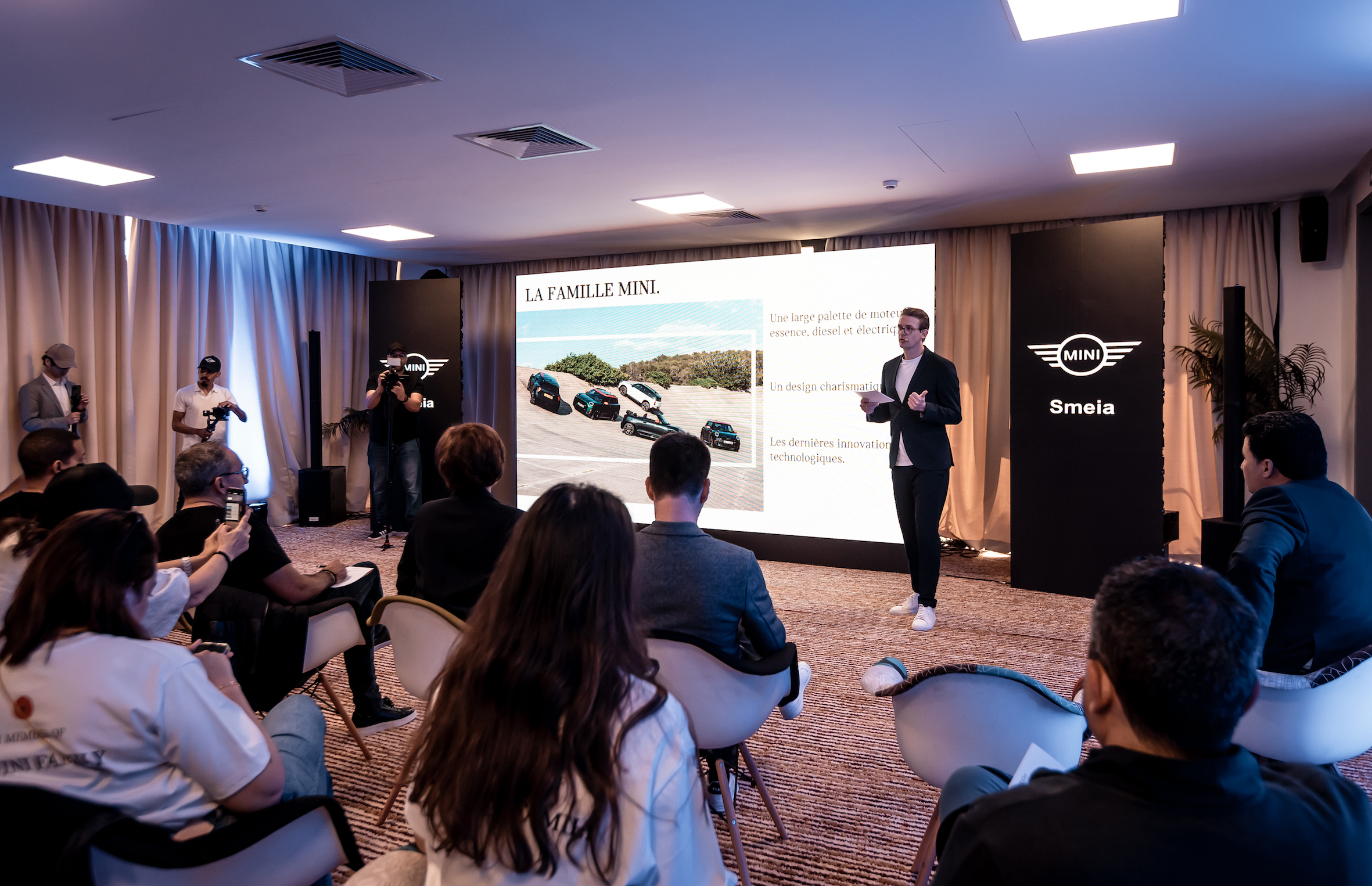 Conférence de presse de présentation de la nouvelle gamme MINI, à Marrakech.