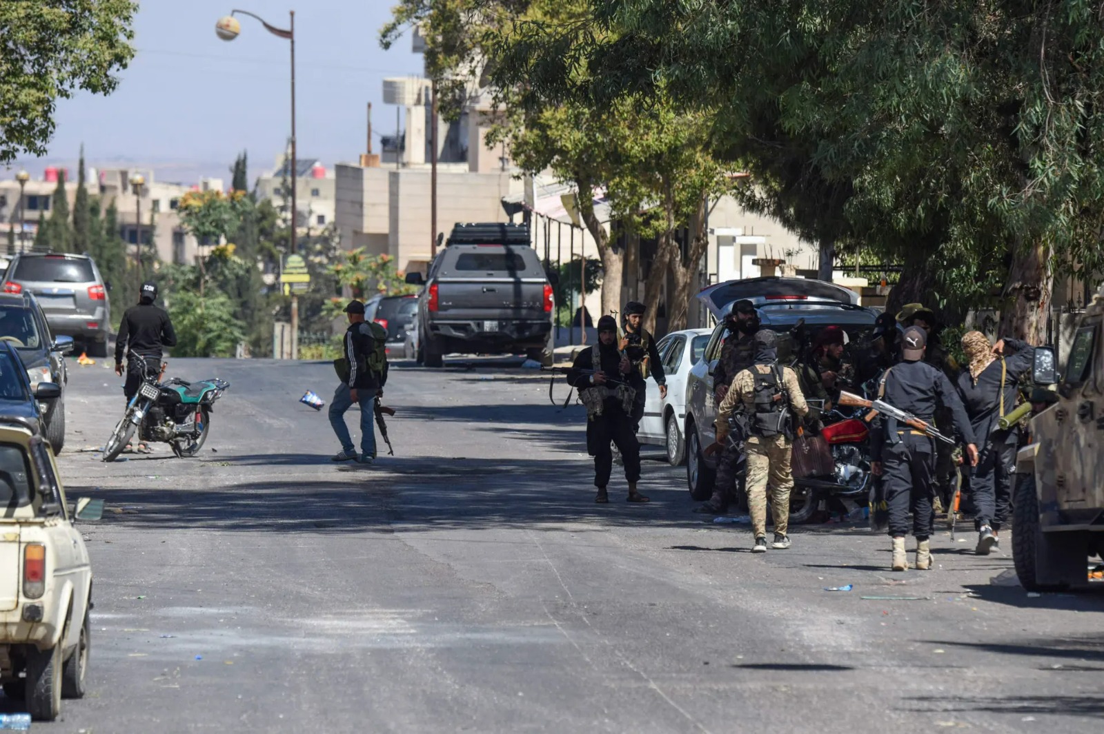 Forces de sécurité syriennes déployées dans la ville de Soueïda à la suite d’affrontements. AFP/SAM HARIRI