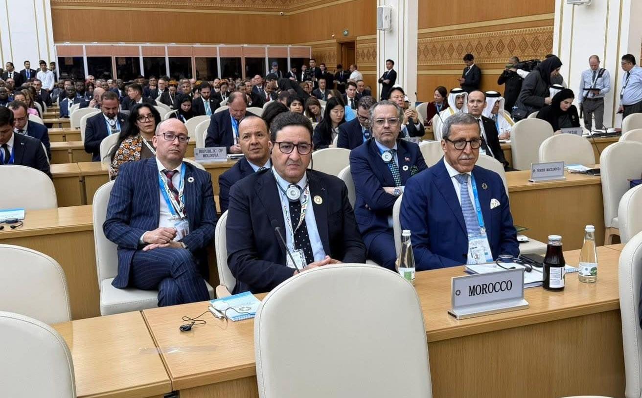 L’ambassadeur représentant permanent du Maroc auprès de l’ONU, Omar Hilale, et le ministre du Transport et de la logistique, Abdessamad Kayouh lors de la troisième Conférence des Nations Unies sur les pays en développement sans littoral.