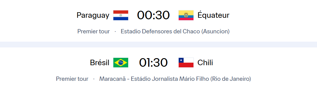 Qualifs CDM 2026 / Zone Amérique du Sud : Programme de cette nuit