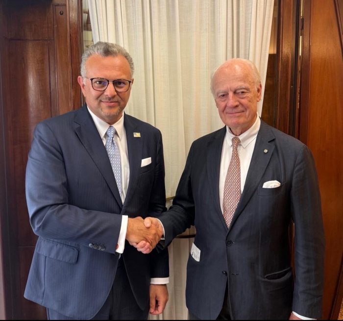 Staffan de Mistura et Massad Boulos, Conseiller principal du Président américain pour le Moyen-Orient et l’Afrique.