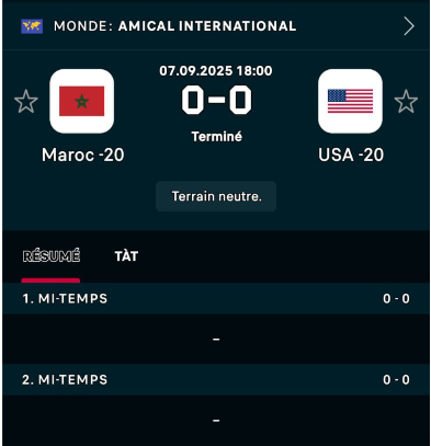 Prépa CDM U20 Chili 25/ Le Maroc et les Etats Unis dos à dos
