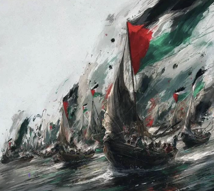 Tableau signé par le peintre palestinien Salah Atia.