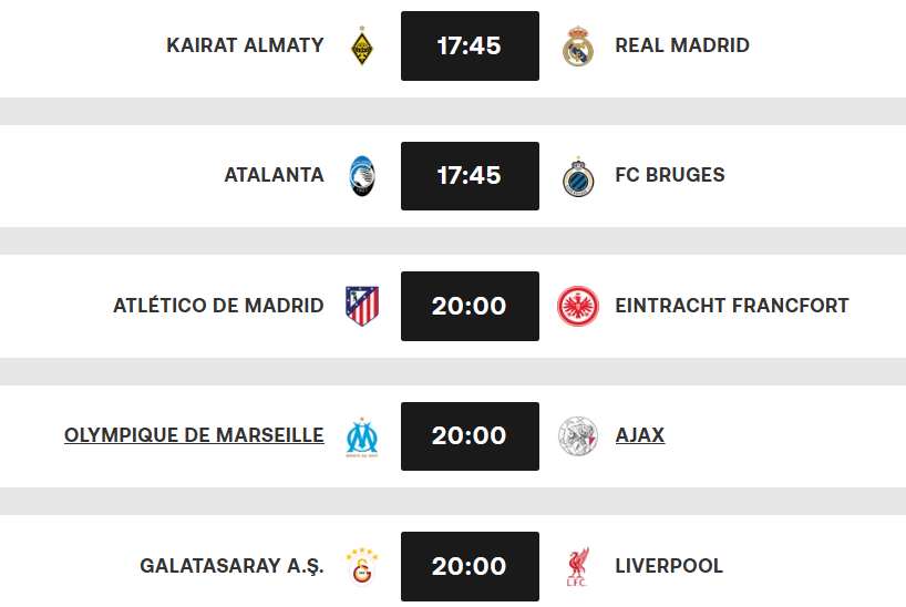 LDC / J2 phase de ligue : une soirée bien chargée ce mardi !