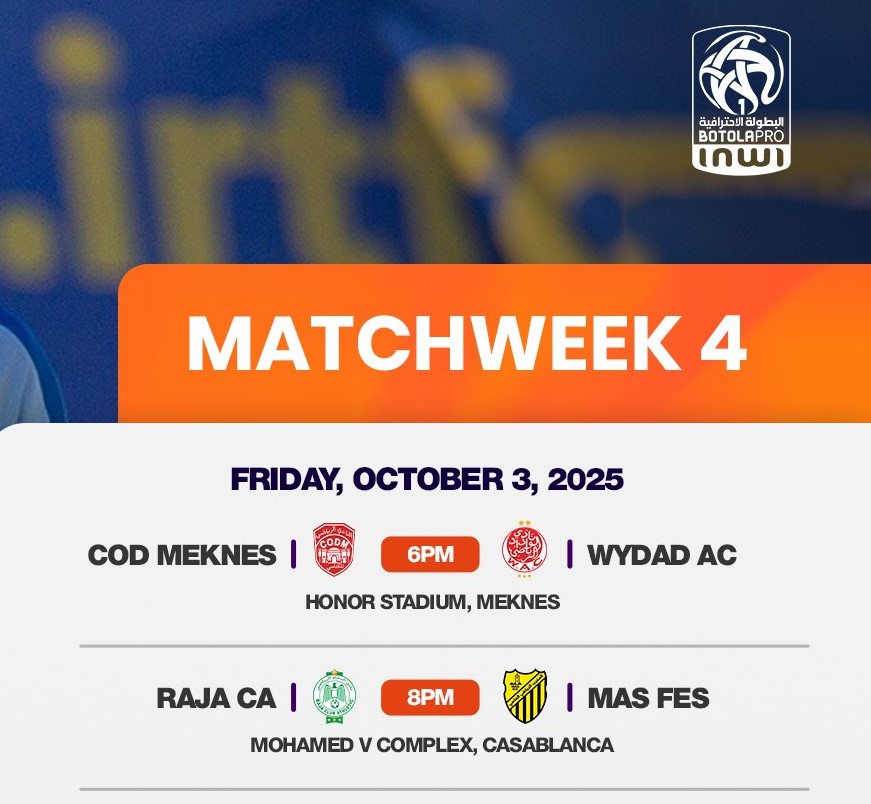 Botola D1 / J4 : Clasicos Saïss vs Casa en ouverture dès la fin de cet après-midi