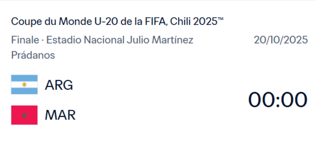 CDM U20 Chili25 : Maroc - Argentine, l’affiche de la Finale