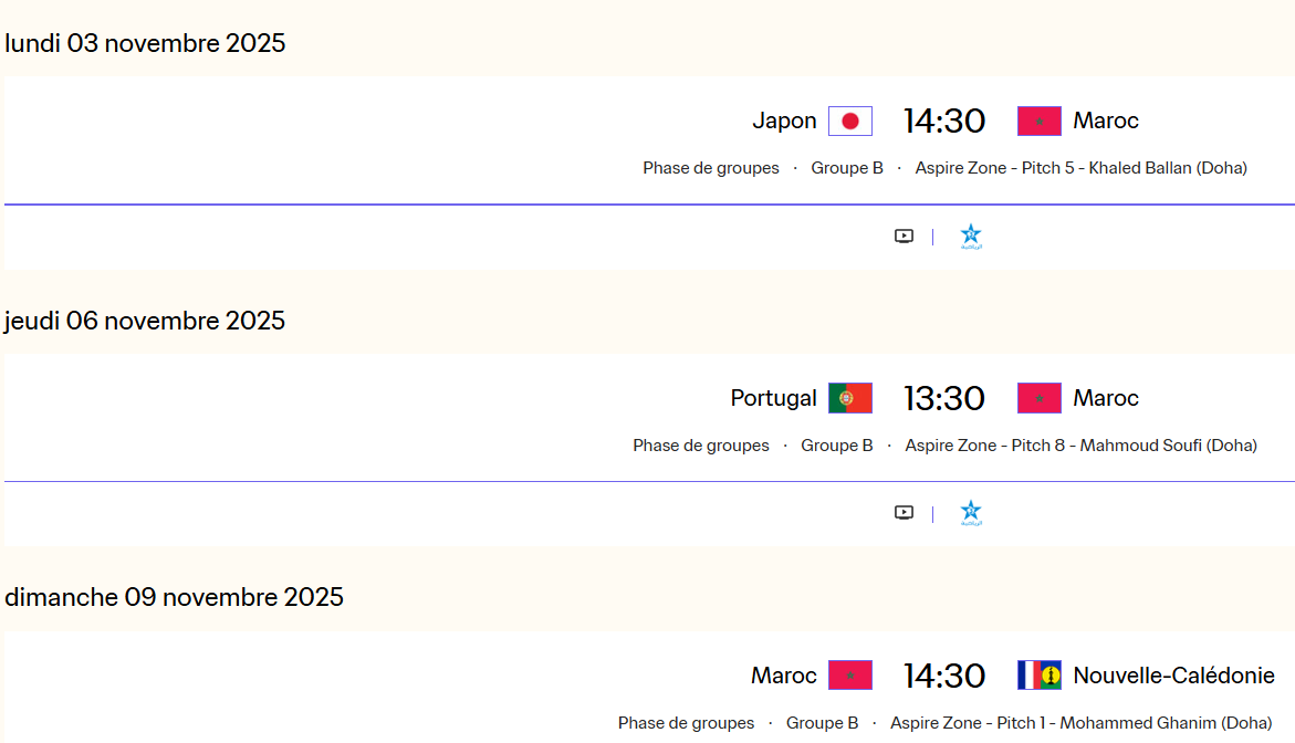 CDM masculine U17 Qatar 25: Programmes des Lionceaux et de la journée d'ouverture CDM masculine U17 Qatar 25: Programmes des Lionceaux et de la journée d'ouverture