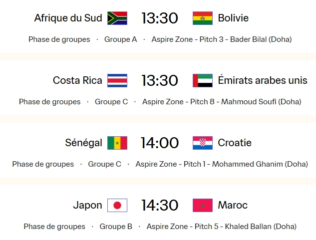 CDM masculine U17 Qatar 25: Programmes des Lionceaux et de la journée d'ouverture CDM masculine U17 Qatar 25: Programmes des Lionceaux et de la journée d'ouverture