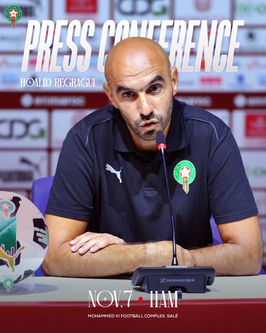FRMF /  Equipe Nationale :  Conférence de presse du coach Regragui vendredi prochain