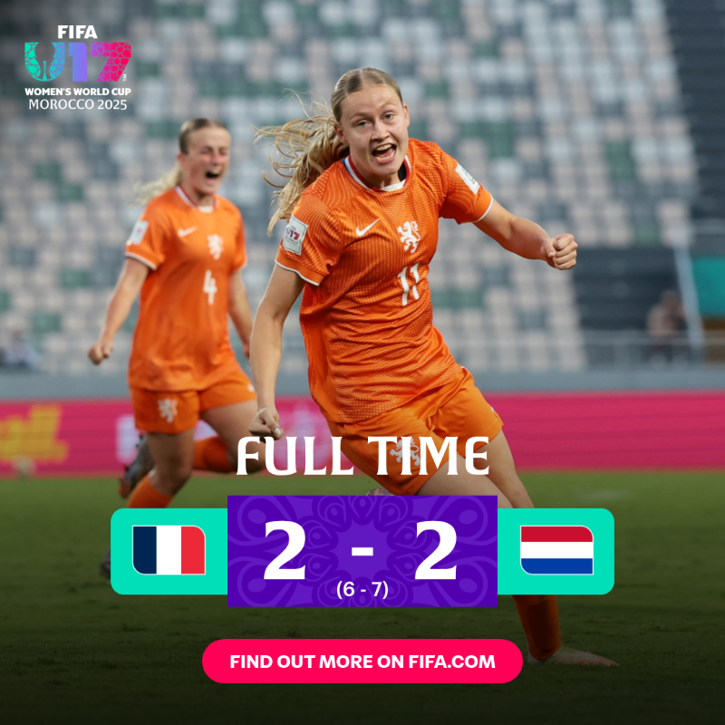 CDM U17 (f) Maroc 25: Les Pays-Bas, renversantes, éliminent cruellement la France !