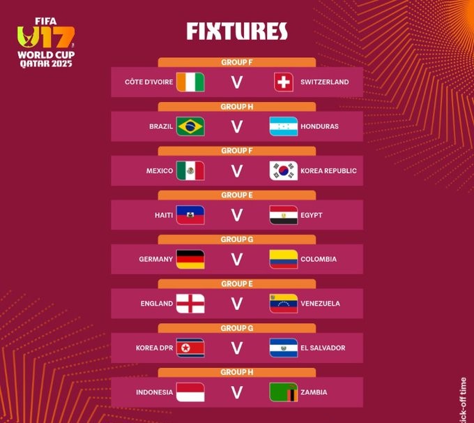 CDM U17 : Les tenants du titre en scène cet après-midi ; les Egyptiens et les Ivoiriens également