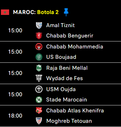 Botola D2/J7 : Résultats (acte1). Programme (acte2)