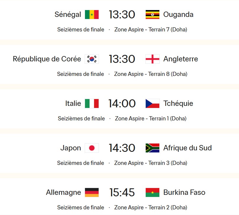 CDM U17 / 16es de finale : répartition, jours et horaires dévoilés