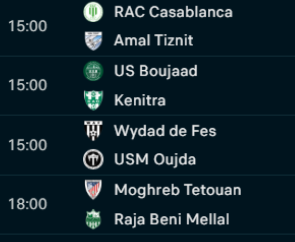 Botola D2 / J8: Programme du jour