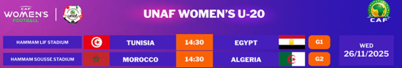 UNAF U20 (f) : Maroc-Algérie ce mercredi : Horaire ? Chaîne ?