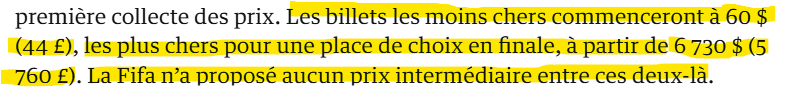 CDM 2026 : une billetterie hors de portée