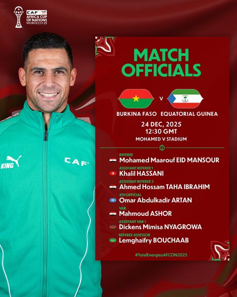 CAN 2025 / Arbitrage : ce mercredi, pas d’arbitre marocain, Hadqa désigné assesseur