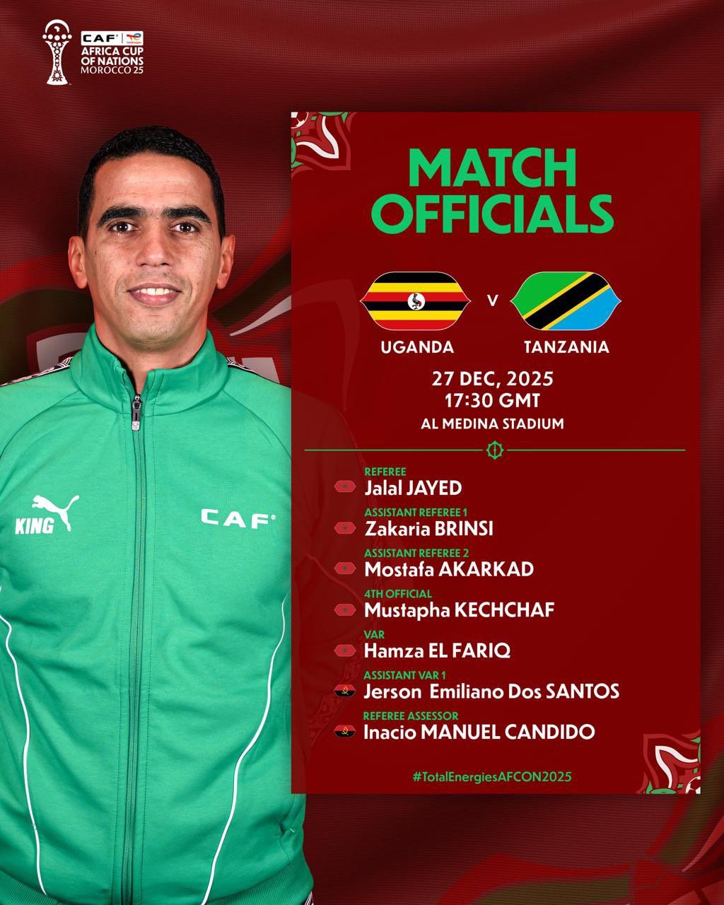 CAN 2025 : un  corps arbitral quasiment totalement marocain pour Ouganda-Tanzanie