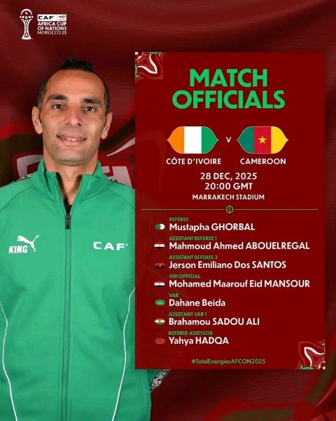 CAN Maroc 25: Les arbitres de ce dimanche 