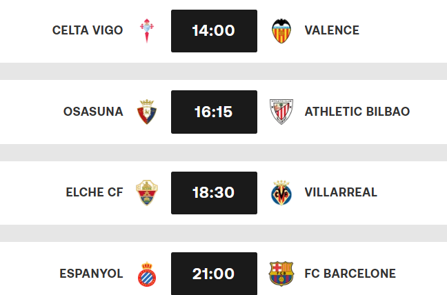 Liga / J18 : Le derby Espanyol vs Barça domine le programme de ce samedi .