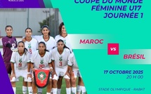 CDM U17 (F)  2025:  MAROC-BRESIL, ce soir, pour lancer la compétition au Stade Olympique  de Rabat